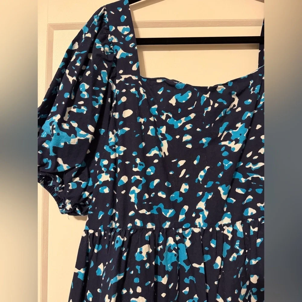 Blue and White Patterned Cotton Dress - Picture 2 of 4